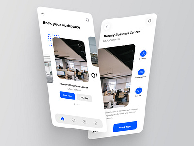 Co-working - app design app app design batix book office booking clean clean design co working coworking design mobile mobile app design mobile apps mobile design mobile ui office rent ui ux work space work space booking