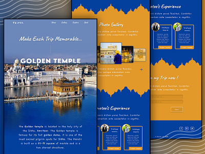 Tripss. (Golden Temple) | Landing Page Design | Web UI blue concept design design figma freelance golden temple graphic design hire landing page modern orange travel travel planner travelling trip planner trips ui ui challenge ux web design