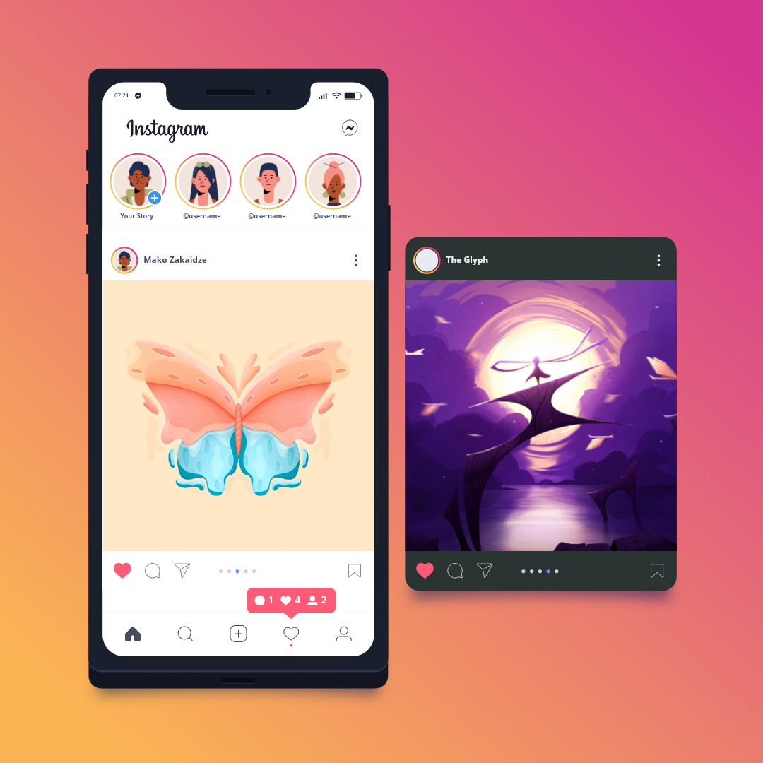 Instagram UI / Light / Dark + Download XD by Majid Fard on Dribbble