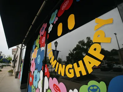 BIRMINGHAPPY Mural birmingham flowers illustration mural sign painter smile summer windows