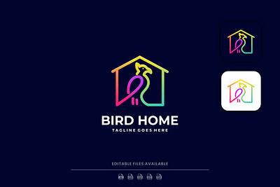 Bird Home Line Art Gradient Logo 3d 3d letter abstract animation branding concept creative design gradient gradient line gradient logo graphic design home illustration line line art logo motion graphics ui vector