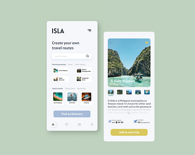 ISLA - Travel App 100daysofui daily 100 challenge figma figmadesign island learning masterui mobiledesign new entry practice travel travelapp ui uichallenges uidesign