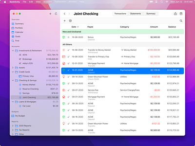 Banktivity Design Tweaks appkit bank banking banktivity big sur bigsur finance finances mac mac app macos money monterey online bank os x transaction