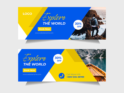 Travel social media facebook cover or Web banner template adventure banner banner ads banner design branding cover design facebook banner illustration logo marketing travel ui