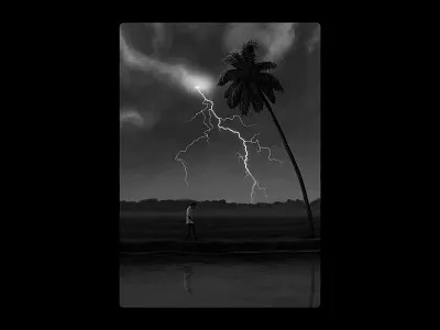Thunder art digital art dribble illustration illustrator kerala paddy field thunder wacom