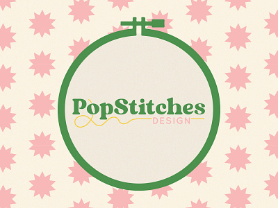 PopStitches Design Logo branding design embroidery embroidery hoop graphic design illustration logo logo art small business small business logo