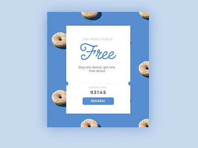 #DailyUI #061 - Redeem Coupon adobe xd blue coupon daily ui daily ui 061 design desserts donut redeem coupon reedem ui ux