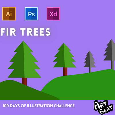 Day-19-Plant Illustration-Fir Trees branding design flat graphic design illustration logo typography ui ux vector