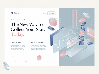 Affinity Finance — Landing Page analysis finance fintech fintech illustration header hero image illustration isometric landing landing page slider statistics vector illustration web web illustration web page