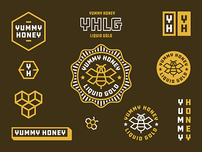 Yummy Honey badge bee draplin geometric hexagon hipster honey icon line art logo minimal minimalist monoline