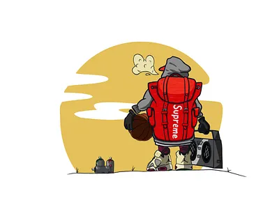 supreme bag on back art basketball jordan sneakerhead style sunset supreme
