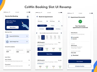 Vaccine Slot Booking UI app covid design graphic design product design revamp ui uidesign ux vaccination