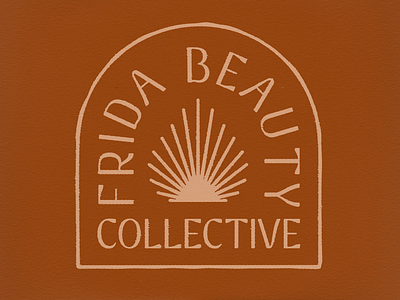 Frida Beauty Collective Badge apparel design badge beauty collective desert femme frida leaf merch palm salon southwestern sun texture type typography warm western