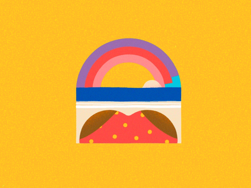 Suns Out Buns Out animation badge beach bikini buns gif illustration motion graphics rainbow summer sun