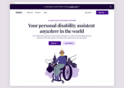 Disability Assistance Agency Landing Page Header agency design disability figma ui web design