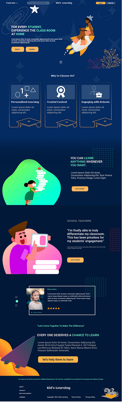 Website Design Template for E-Learning branding design graphic design illustration minimal ui uiux ux vector