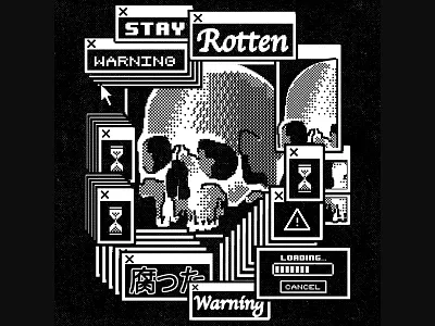 つづく 80s 8bits aesthetic arcade bits cartoon design graphic design illustration old pixelart retro skull vector vintage