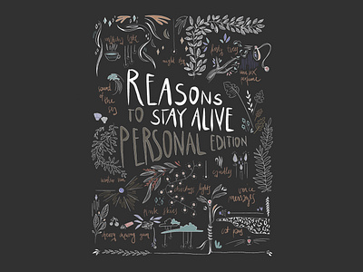 Reasons to stay alive artwork bullet journal decorative design diary floral flowers illustration journaling lettering nature notebook pattern plants typography