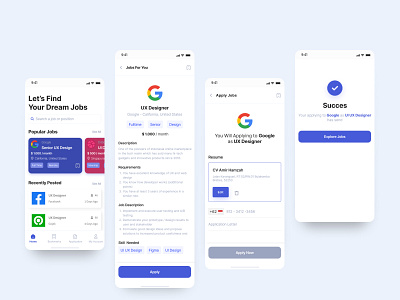 Job Finder App app apply jobs apps branding design job finder jobs ui design minimal typography ui ui design jobs finder ux