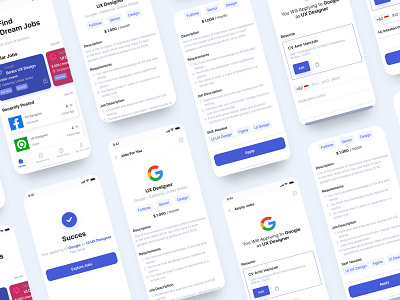 Job Finder App app apply jobs ui design apps branding design job finders jobs finder ui design minimal typography ui ui deisgn jobs uiux ux