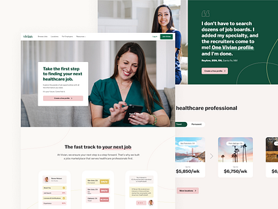 Vivian Homepage branding clean design green health healthcare hero homepage identity masthead medical nurse ui ux web website