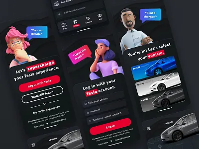 Bestla Redesign Exploration adobe xd bestla car app car controls mobile app redesign tesla tesla app ui design user interface