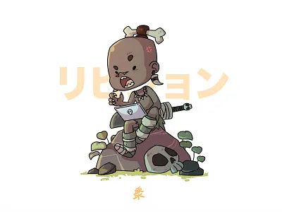 Poerba Revition cartoon character illustration old revition simple vector