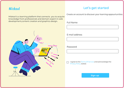 Signup page for miskool uidesign uiuxdesign
