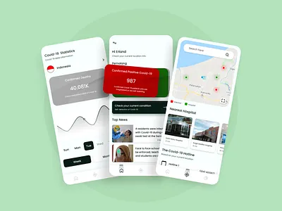 Covid-19 Mobile Apps application card corona virus covid covid 19 health app healthy location maps medical mobile app mobile app design mobile ui notification statistics tracker tracking app ui design uiux ux design