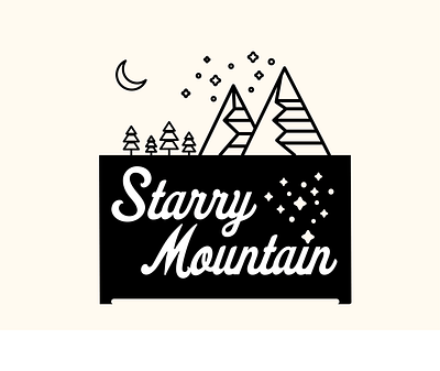 Starry Mountain branding camping design flat graphic design icon logo minimal mountain night nighttime outdoor outdoors skiing trees vector