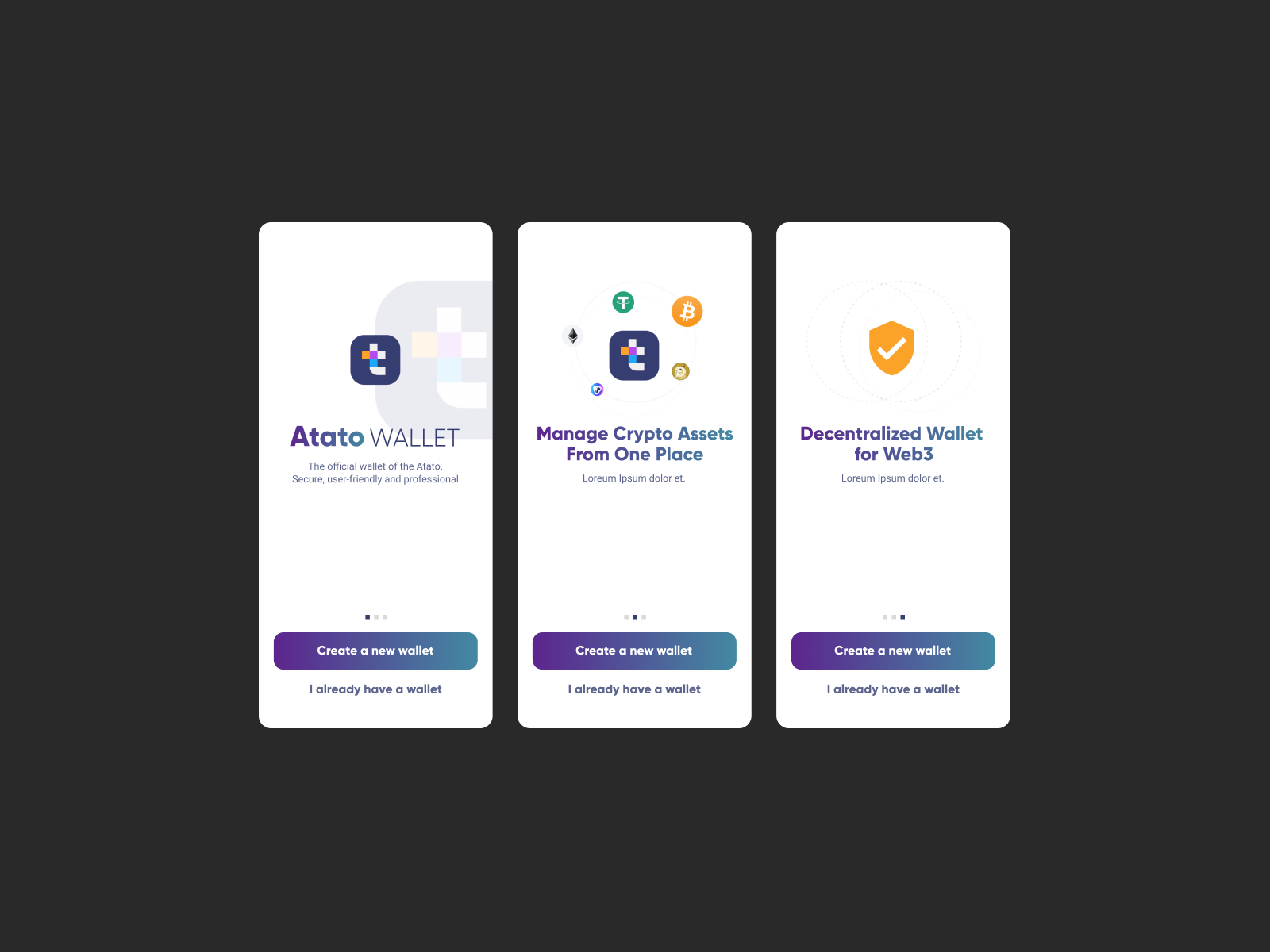 Crypto Wallet Onboarding UI — Web3 Mobile App Design blockchain crypto wallet defi figma fintech mobile design onboarding ui product design ux design web3