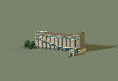 Public Building | 80000-tons Silo Warehouse architecture building magicavoxel space voxel voxelart