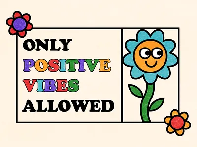 Positive Vibes blue color design fun green illustration lines minimal purple red shapes typography vector yellow