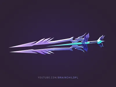 Low Poly Fantasy Sword in Blender 3D | Youtube.com/brainchildpl 3d 3d model brainchildart dagger design digital art fantasy game game art game asset game model illustration low poly lowpoly medieval modeling sword tutorial video weapon