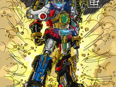 Thunder Megazord design illustration illustrator indonesia megazord mighty morphin power rangers power rangers robot samurai thunder megazord vector