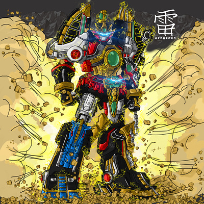 Thunder Megazord design illustration illustrator indonesia megazord mighty morphin power rangers power rangers robot samurai thunder megazord vector