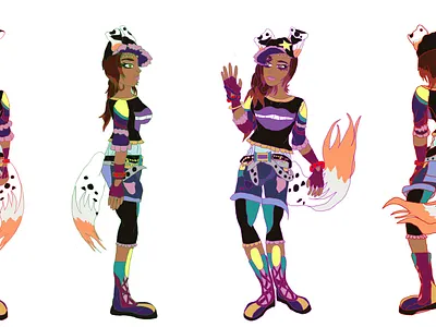 Sasha Character Design Turn around character colorfull digital painting girl sasha