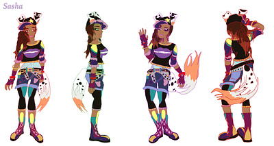 Sasha Character Design Turn around character colorfull digital painting girl sasha