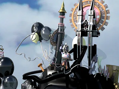 Castle on top of 3D fish 3d castle colorfull fish