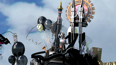 Castle on top of 3D fish 3d castle colorfull fish