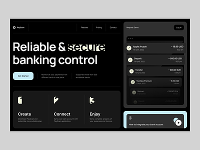 PayScan / Landing Page bank banking budget cashflow chart desktop finance financial fintech landing page management mobile money savings secure transaction transfer ui ux wallet