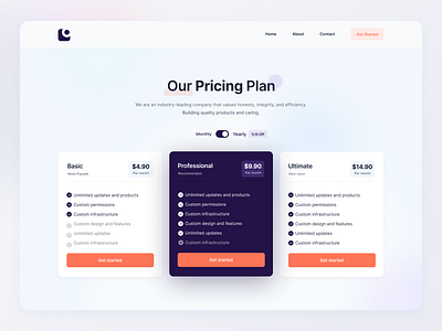 Pricing Plan Page Concept clean concept design layout minimal plan pricing pricing plan pricing table saas saas app ui website