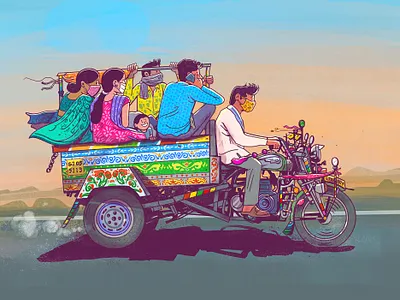 The Journey Begins Again! chakdarickshaw design expression ill illustration india indian satishgangaiah the journey begins again! vector