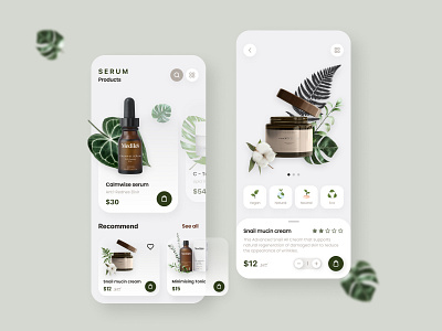 Organic Beauty products Mobile Application app ui beauty app beauty shop design eco ecommerce ios organic product pure shop skincare app ui ui design uiux ux