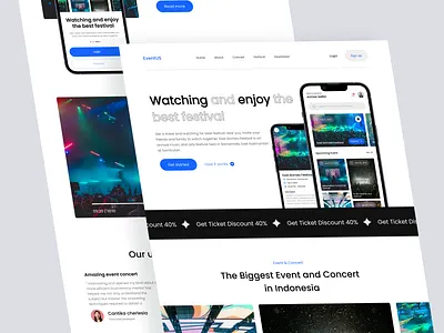 EventUS - Landing Page concertlandingpage design eventlandingpage festival festival landing page landingpage muhammad zaini music ui ux website