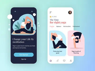 Yoga App UI Concept app application card clean crossfit exercise fitness app graphic gym health app illustration ios mobile running sport training ui ux workout yoga