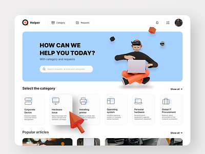 Helper 3d 3d illustration card design category illustration support ui ui ux ux web