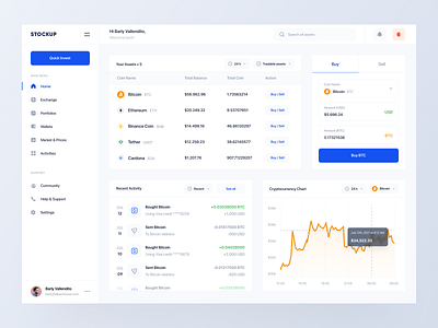 Stockup - Web App bank bitcoin clean coinbase crypto cryptocurrency dashboard design designer finance financial money stock trade ui uidesign ux uxdesign web app website