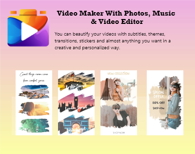 Video Maker With Photos, Music & Video Editor graphic design logo