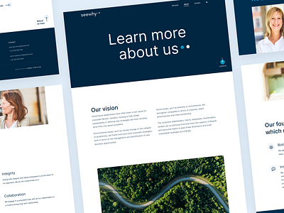 Seewhy 🔵 ⚫️ About us & vision about figma hero navigation sustainable team values vision website